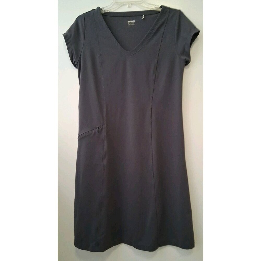 Toad & Co Aquaculture Short Sleeve Dress Gray Stretch Size  Medium
